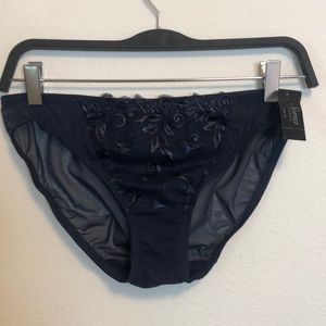 NWT Soma navy embroidery hi-cut bikini panties, size M, matching bra available
